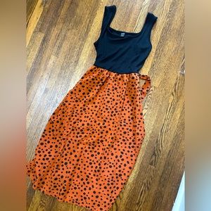 Colorblock Belted A-Line Dress